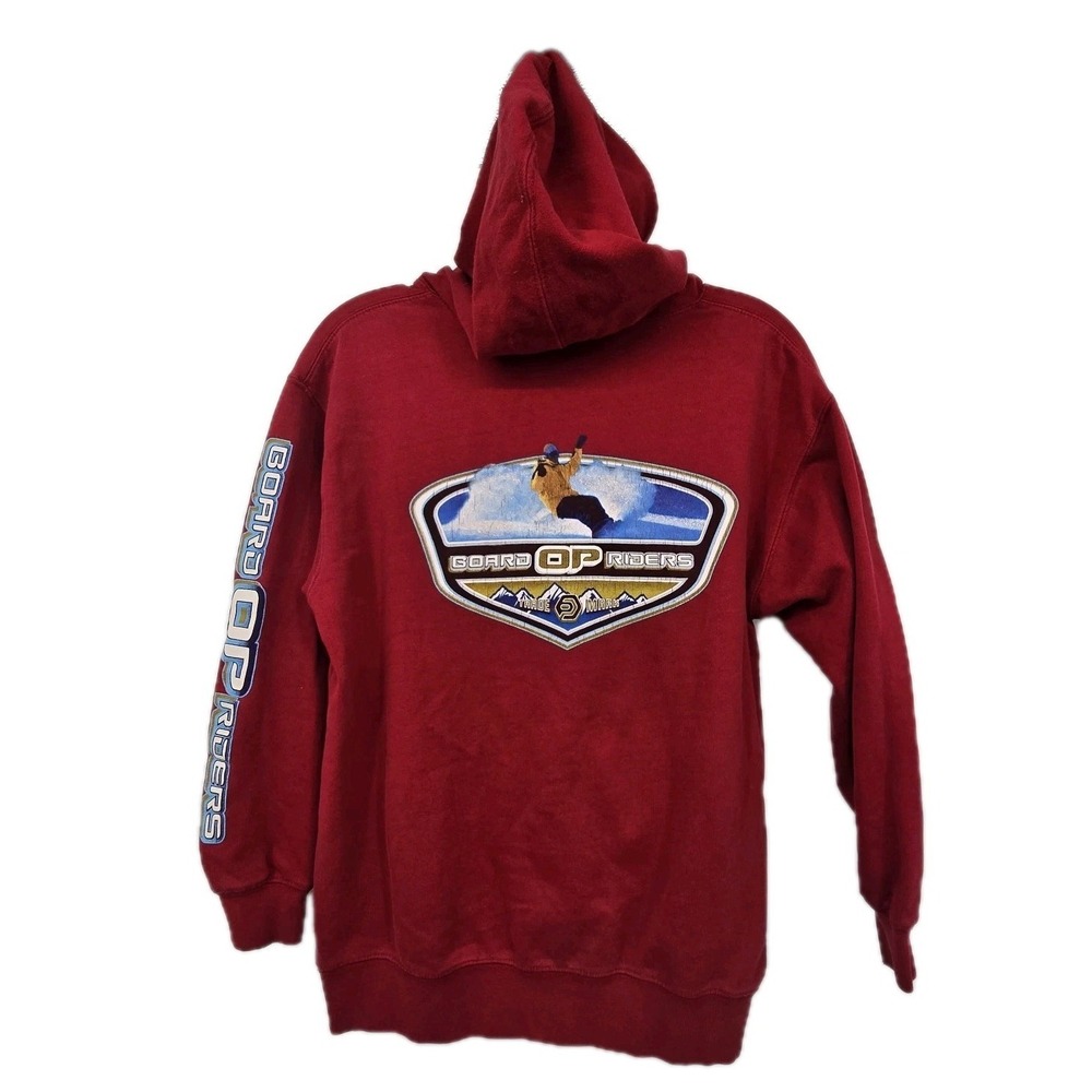 Vintage Y2K OP Ocean Pacific Board Rider Hoodie Sweatshirt Mens M Red Surf Skate
